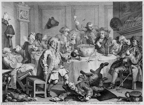 William Hogarth, A Midnight Modern Conversation, 1732-33