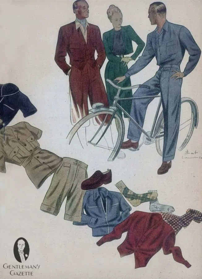 Illustration of cardigan & bicycle outfit with casual items