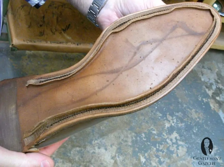 A channelled welt. the leather flap will be glued down