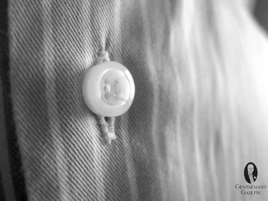 Polyester button without Shank results in buttonhole wrinkles