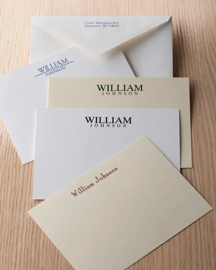 Reply to an invitation to a formal dinner by hand using personalized correspondence cards