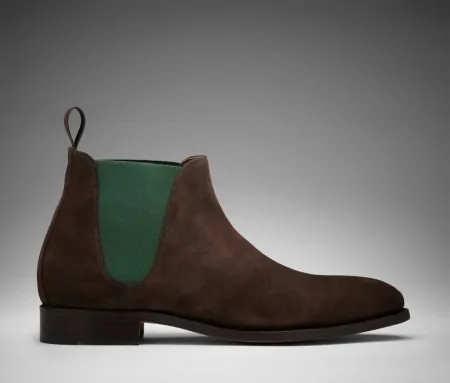 Scarosso Nevio Chelsea Boots with Green Elastics & Brown Suede