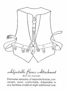 1934 George W. Heller Inc. ad for a brace attachment that could be added to any of their backless waistcoats.