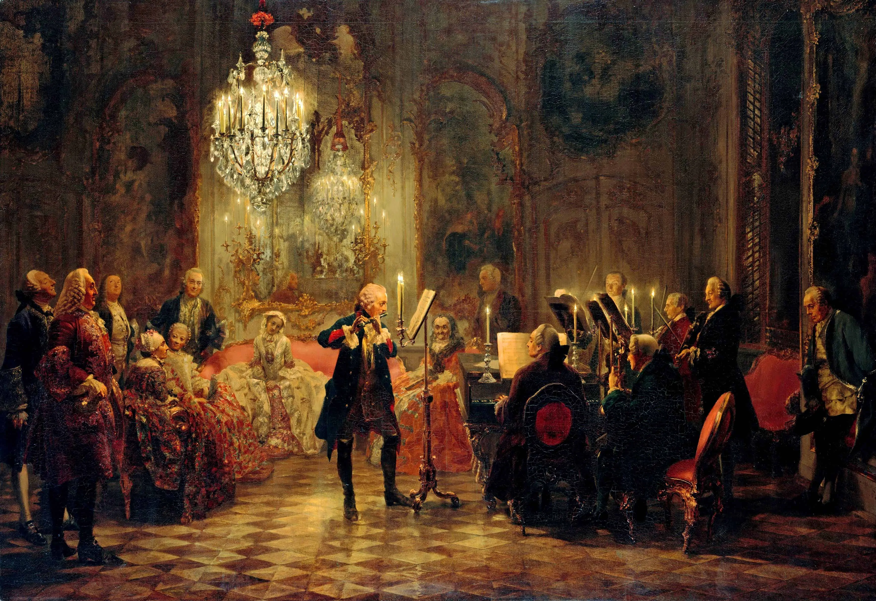 A court gathering to hear music