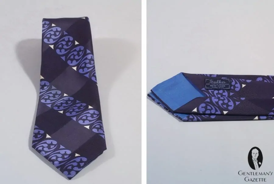 Navy & purple silk tie by A