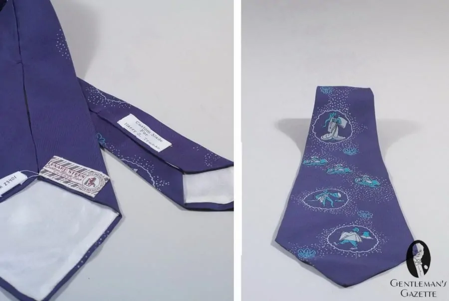 Purple Silk Foulard Tie with Figures custom made by Lenard Stern Chicago for Harry S
