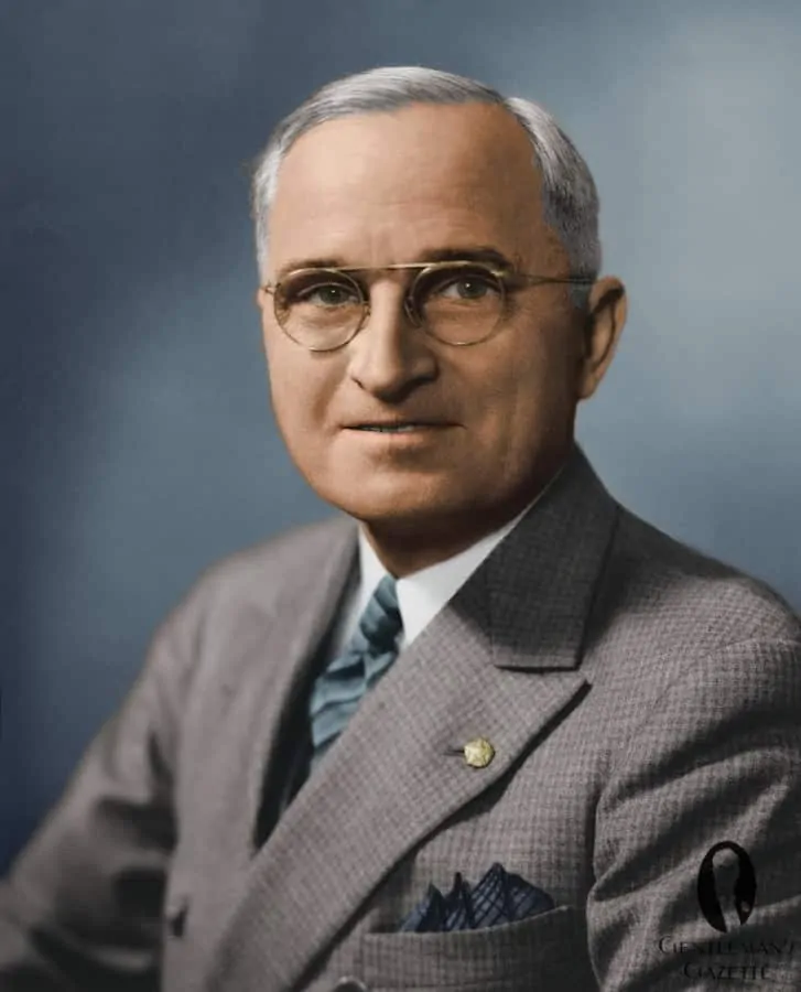Truman in blue multi-stripe tie ca. 1940