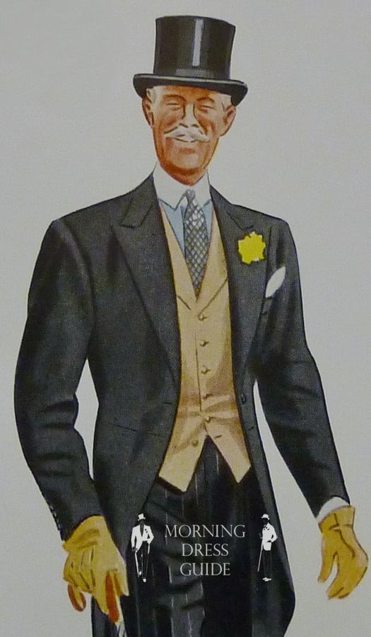 Light Blue Shirt with Contrasting Collar-Buff Waistcoat and Chamois Yellow Gloves