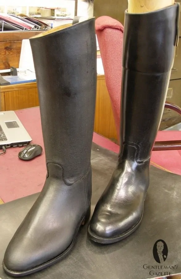 Wax calf boots - before and after boning