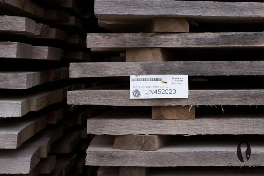 American Oak is stored outside for 7 months to break down Tannins
