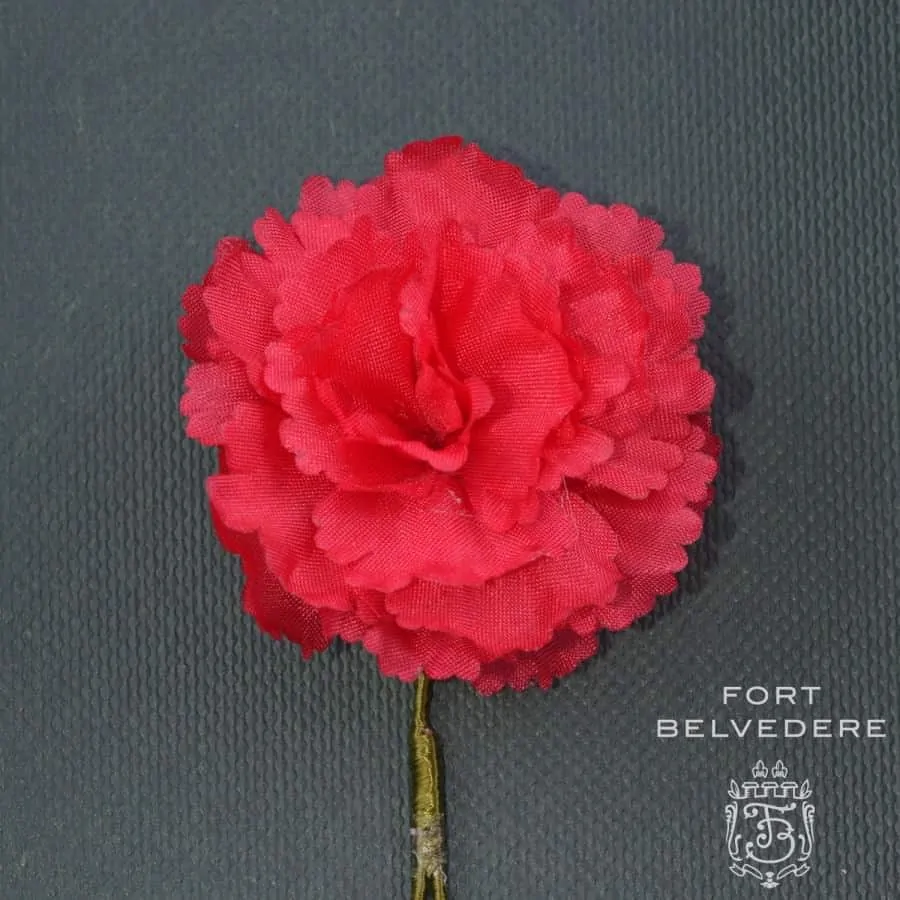 Red Carnation Boutonniere Buttonhole Handmade Silk Fort Belvedere