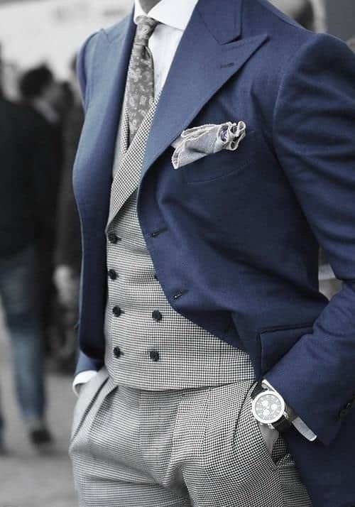 C2S Mens British Gentleman Dress Suit Vest Double Breasted Lattice Waistcoat