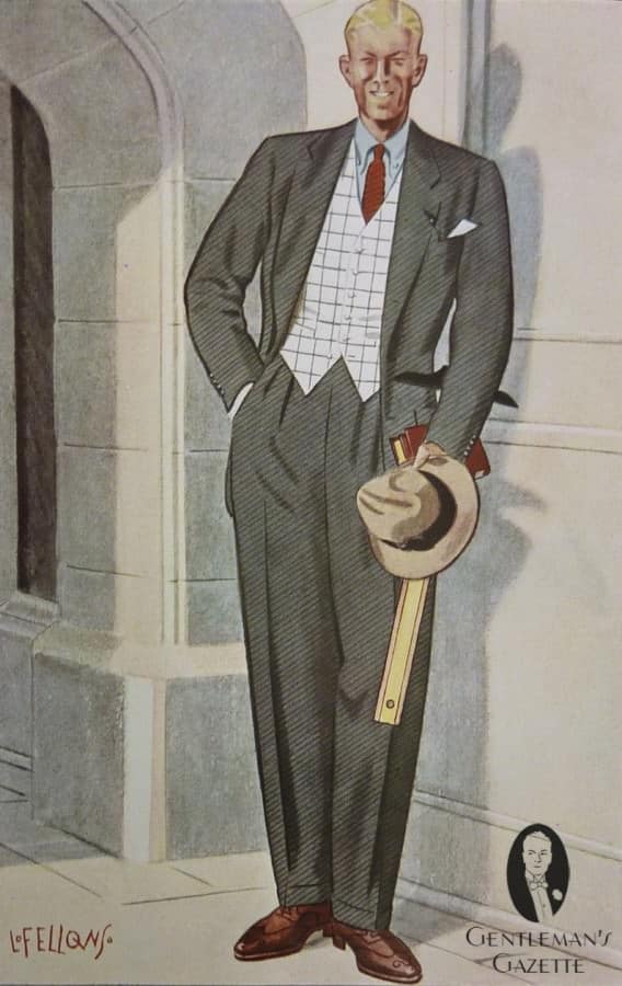 Light Windowpane Waistcoat with darker, solid gray suit