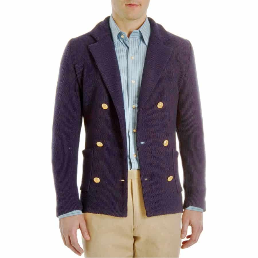 Cardigan by Camoshita that looks like a navy blazer