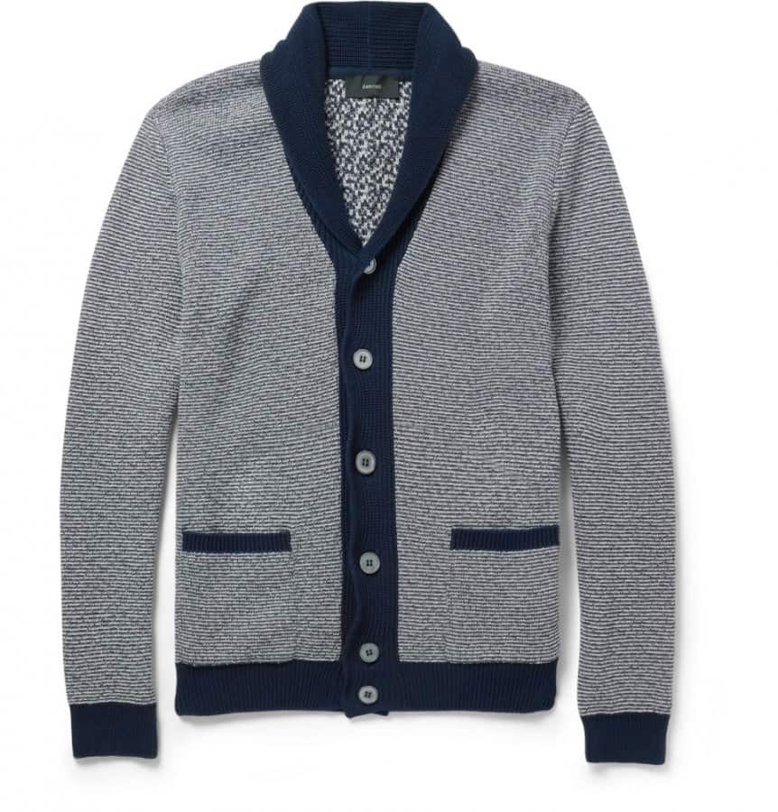 Cardigan with contrast trim by Slowear