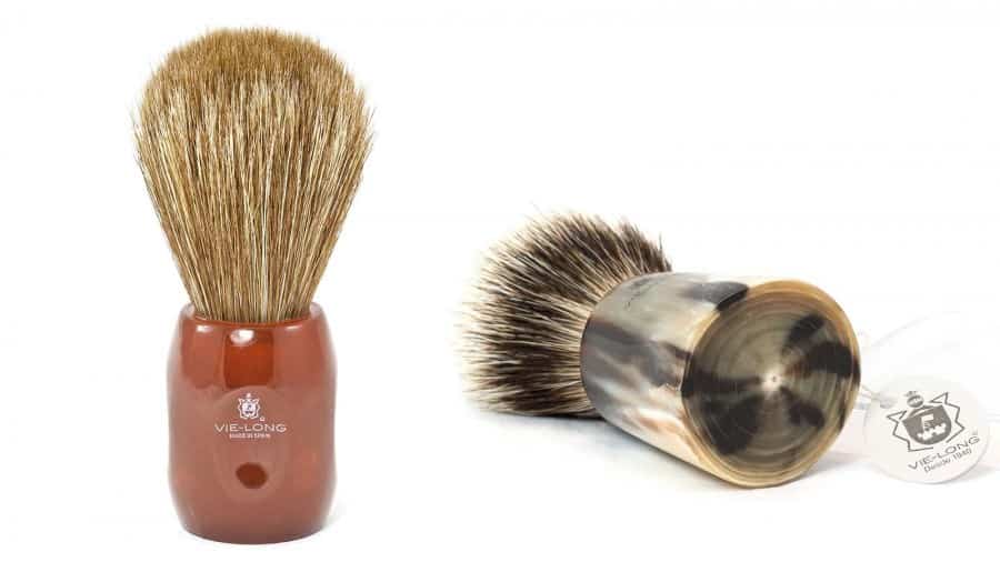 Vie Long Peleon Horse Hair Shaving Brush & badger brush with horn handle
