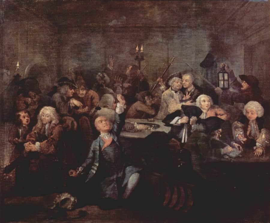 William Hogarth's White's on St. James Street (part of A Rake's Progress).