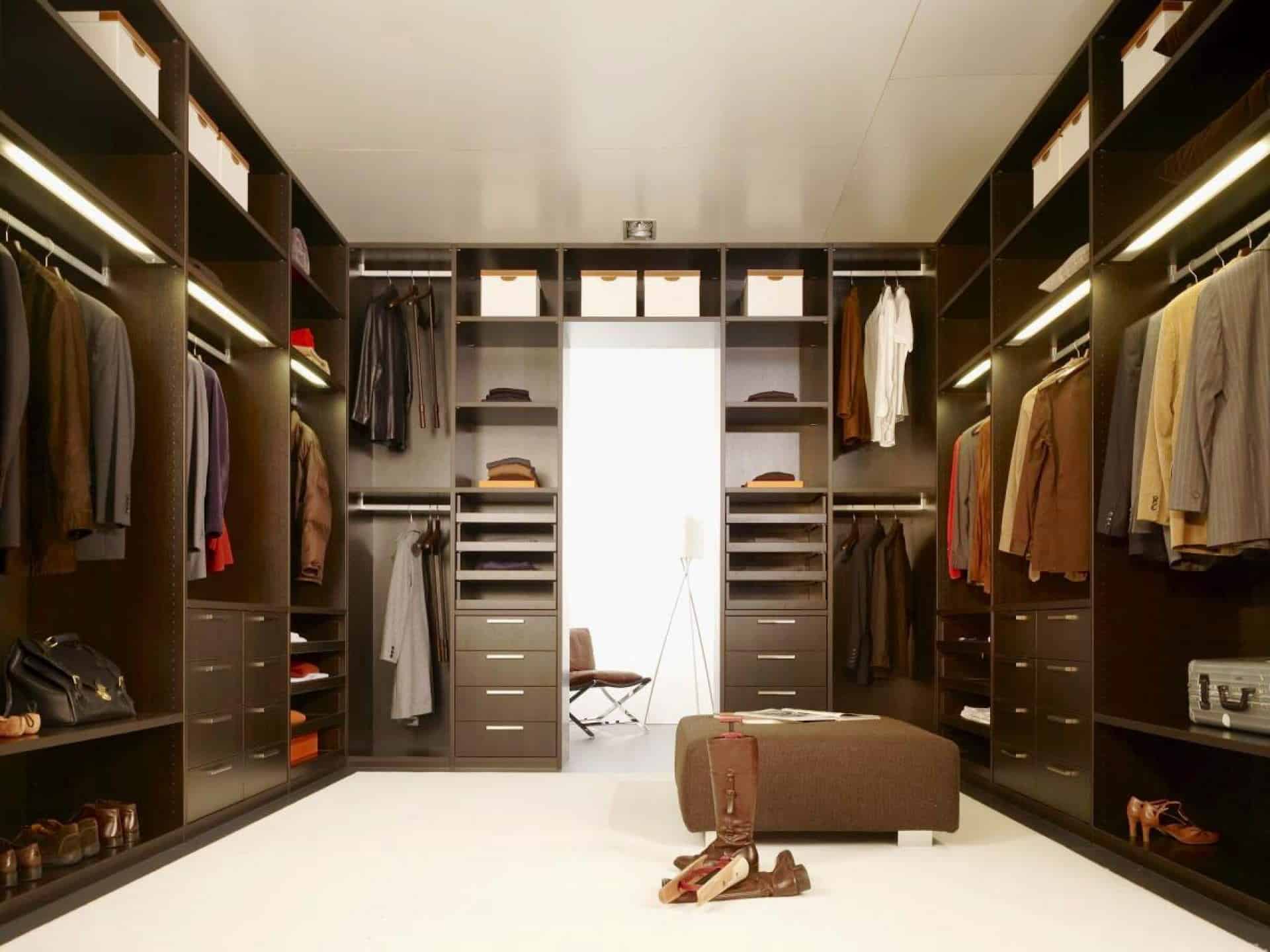 Large Closet with carpet and special hangers that allow even shorter people to hang their clothes on the top rack