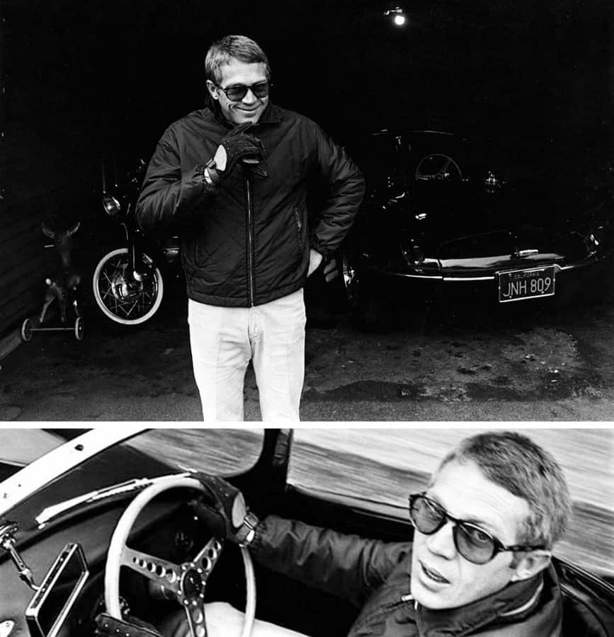 Steve McQueen wearing a jacket similar to a Harrington Jacket without elastics