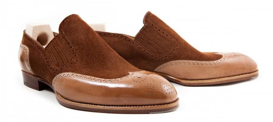 Studio Empoli Mens Brown Handmade Goodyear Welted Semi Brogue Classic Shoes