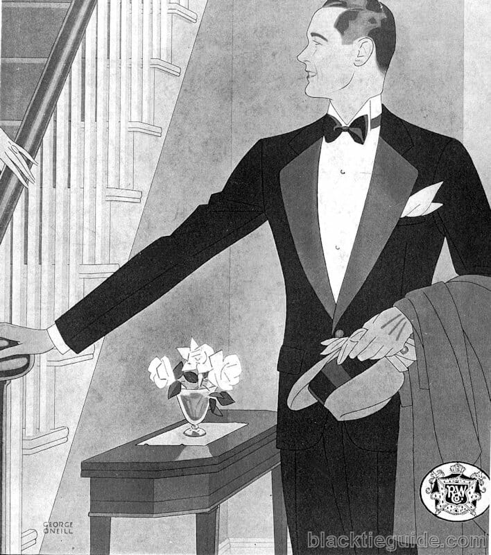 1928 Notch Lapel tuxedo with grey homburg hat