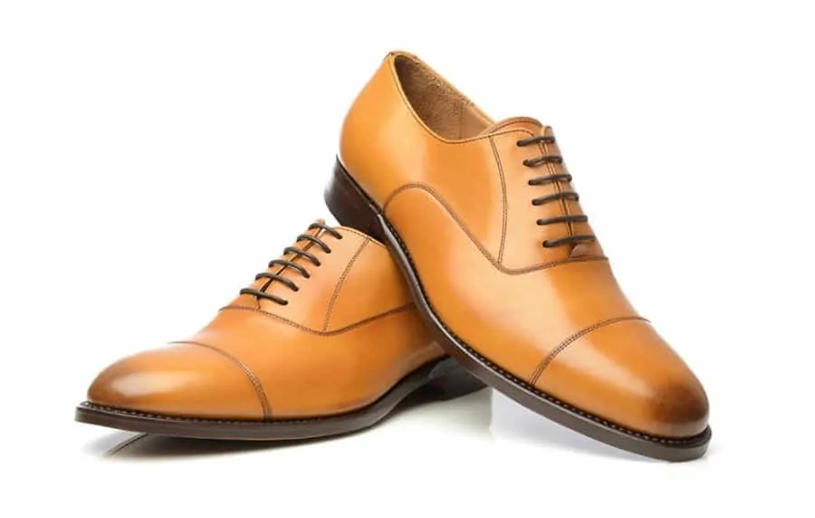 Tan Cap Toe Oxford without Heel Cap and 6 eyelets with burnished cap toe - No 549 by Shoepassion