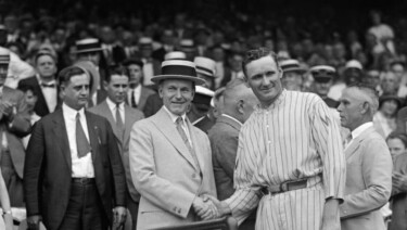 Boater Hats at a Baseball game - Walter Johnson & Calvin Coolidge