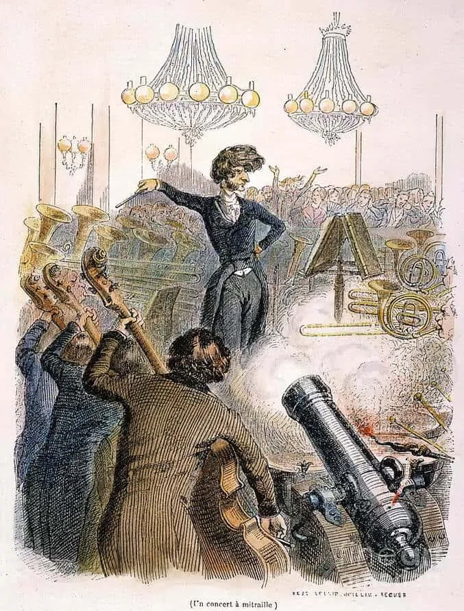 Caricature of Hector Berlioz conducting