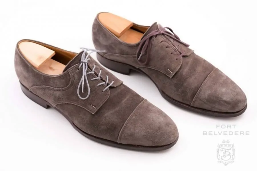 St. Crispin Derby with Light Grey Shoelaces by Fort Belvedere Before & After