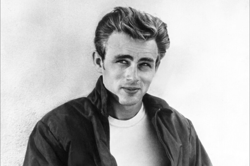 A photograph of James Dean with his signature hairstyle.