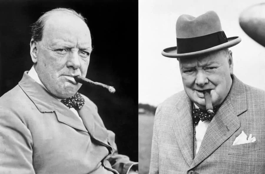 Winston Churchill with Homburg, Bow Tie & Cigar