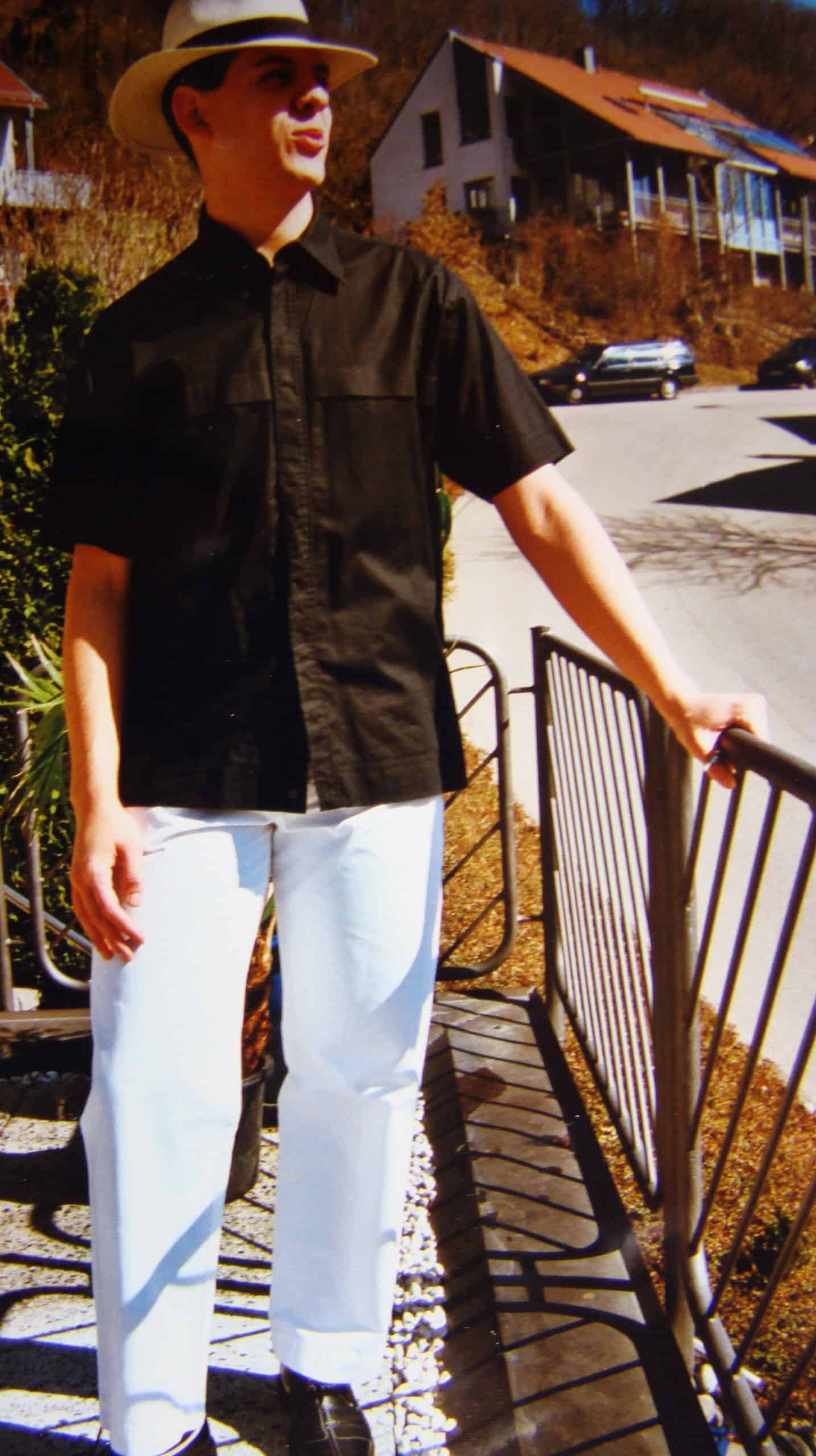 BEFORE - Me in my early days with short sleeved shirt in black, white pants and squared toe shoes