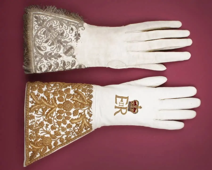 Coronation gloves for Queen Elizabeth II made by Dents
