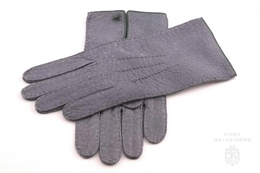 Gray Peccary Gloves Unlined for Spring Summer with Button Closure by Fort Belvedere