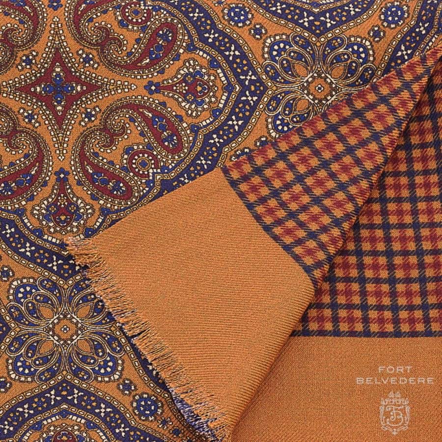 Red, orange yellow & Blue Reversible Scarf by Fort Belvedere