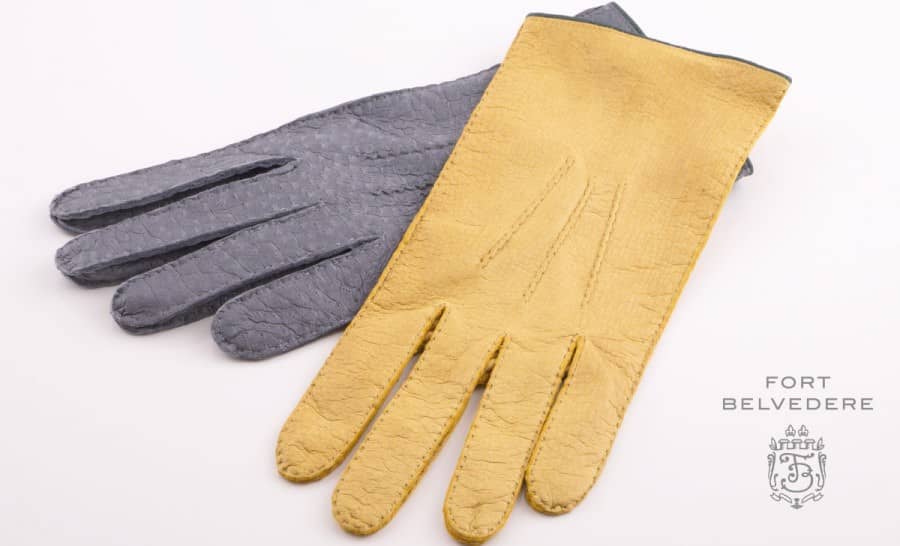 Unlined Gloves in Grey & Chamois Yellow by Fort Belvedere