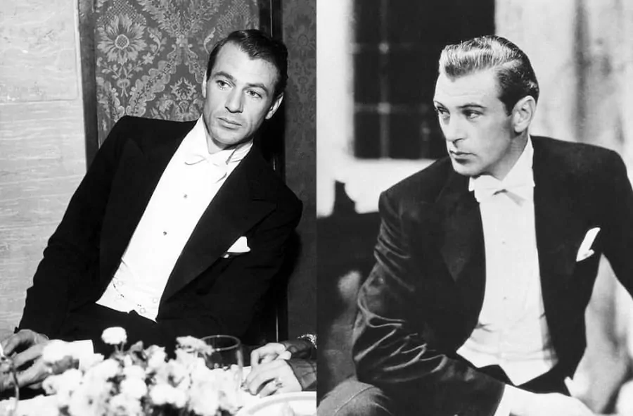 Gary Cooper in white tie with double breasted evening vest