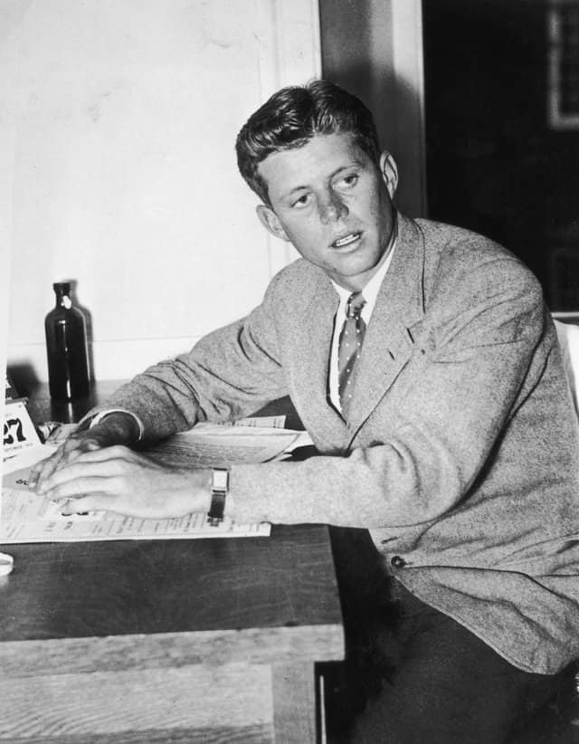 Jfk With His Watch Kennedy in Harvard wearing his flat, gold watch 27th September 1938