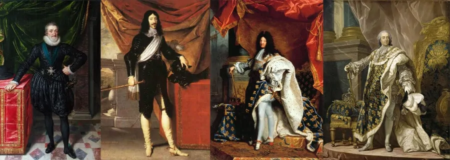 LTR Portraits of Henri IV, Loius XIII, Louis XIV and Louis XV