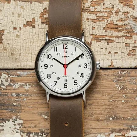 Timex Weekender watch with leather strap