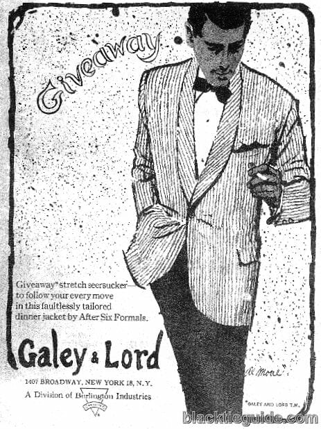 1964 Seersucker Tuxedo ad by Galey & Lord