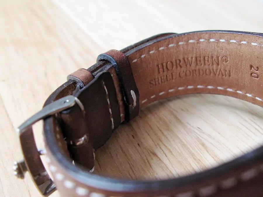 A Horween Cordovan watch strap