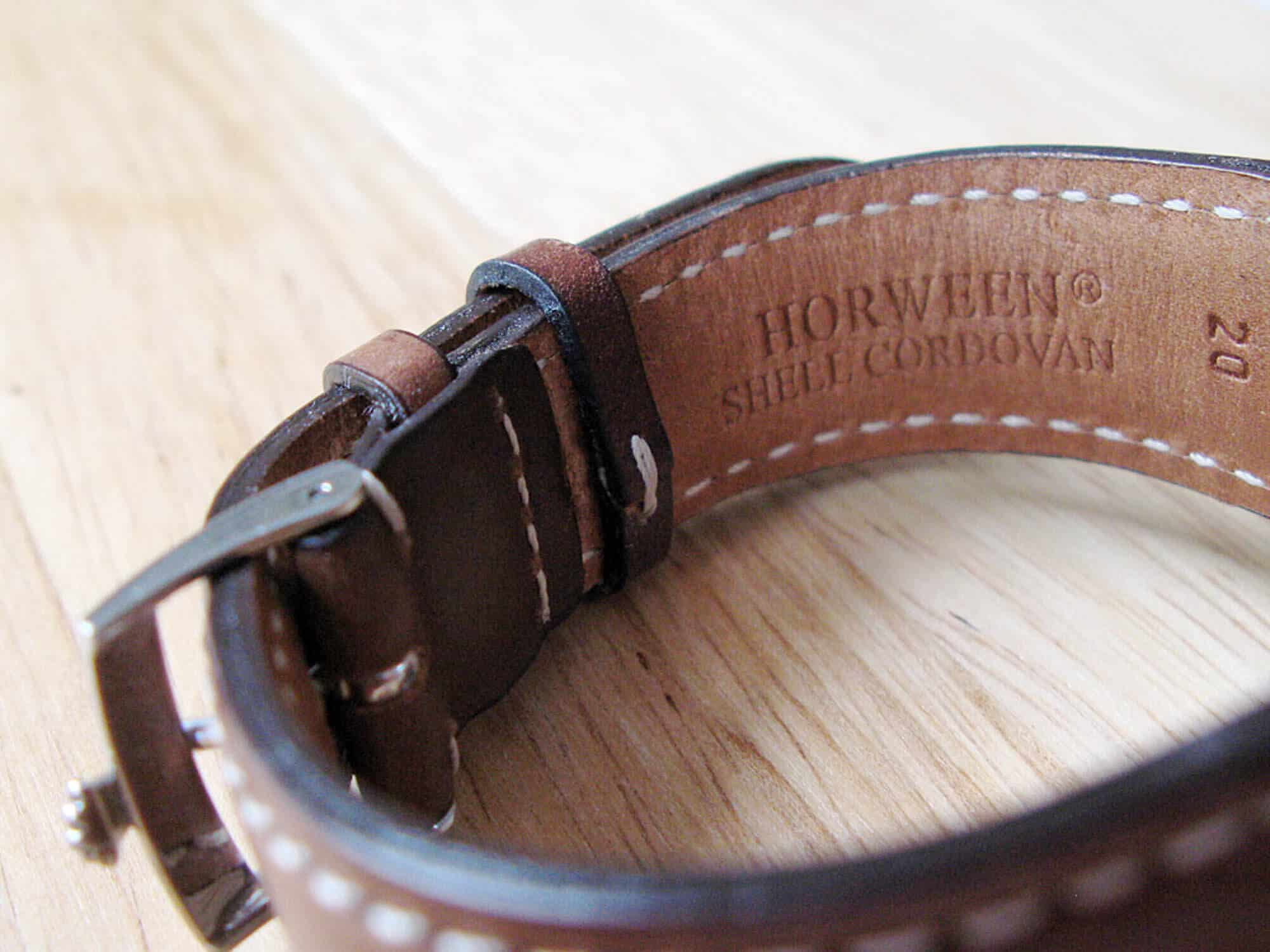 A Horween Cordovan watch strap.