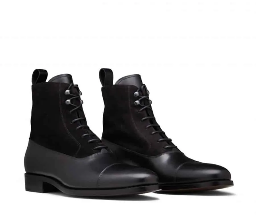 Balmoral Boot in black with suede inserts by Scarosso