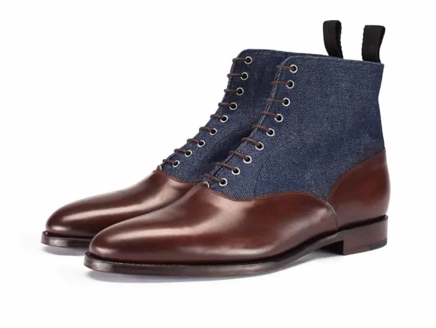 Balmoral boots with denim inserts by J. Fitzpatrick