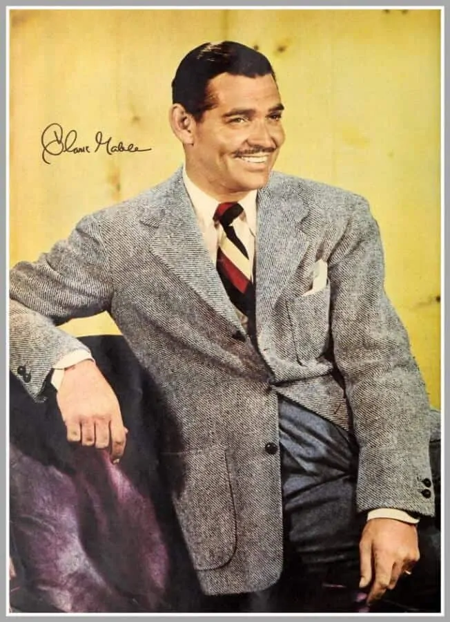 Clark Gable in 1941 with grey diagonal twill sport coat with patch pockets
