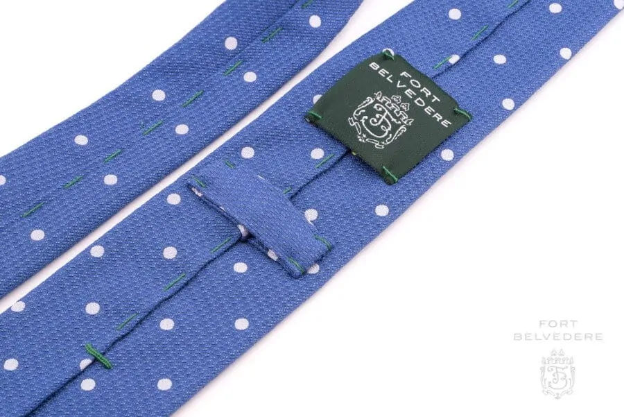 3 Fold Tie in Blue with white Polka Dots - Handmade by Fort Belvedere (2)