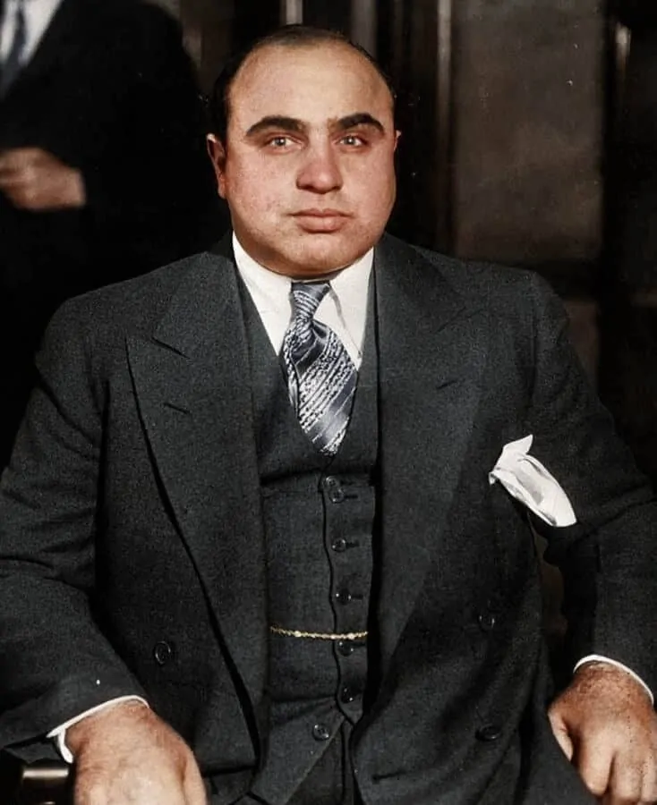 Al Capone in grey Three Piece Suit