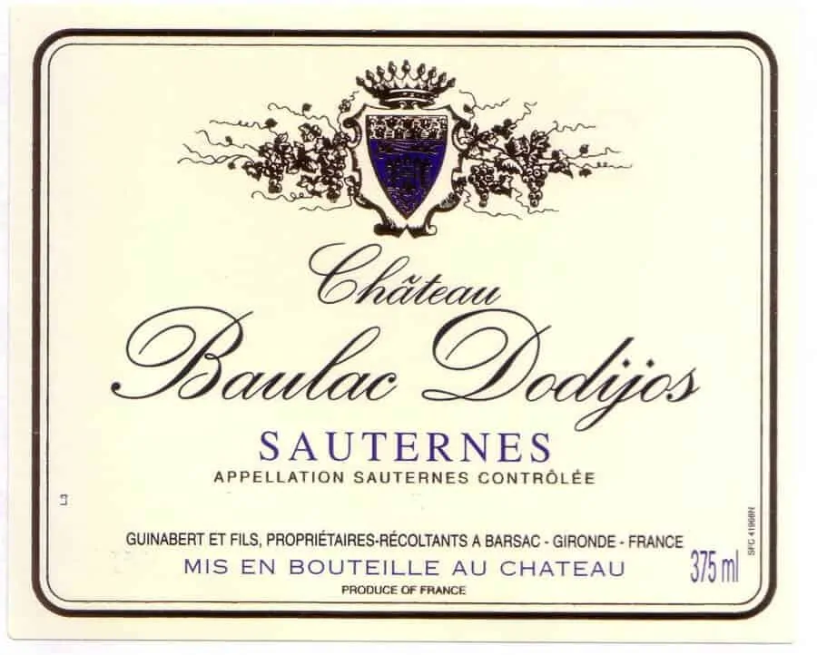 An example of a standard wine label from Bordeaux Region