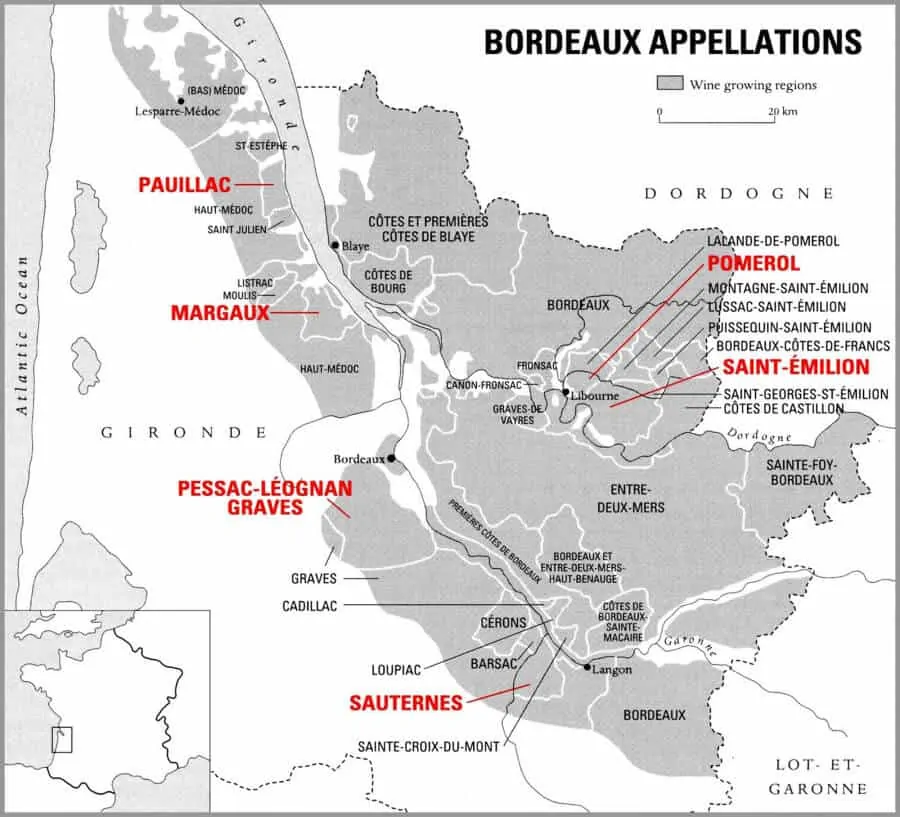 Bordeaux Wine Appellations Map